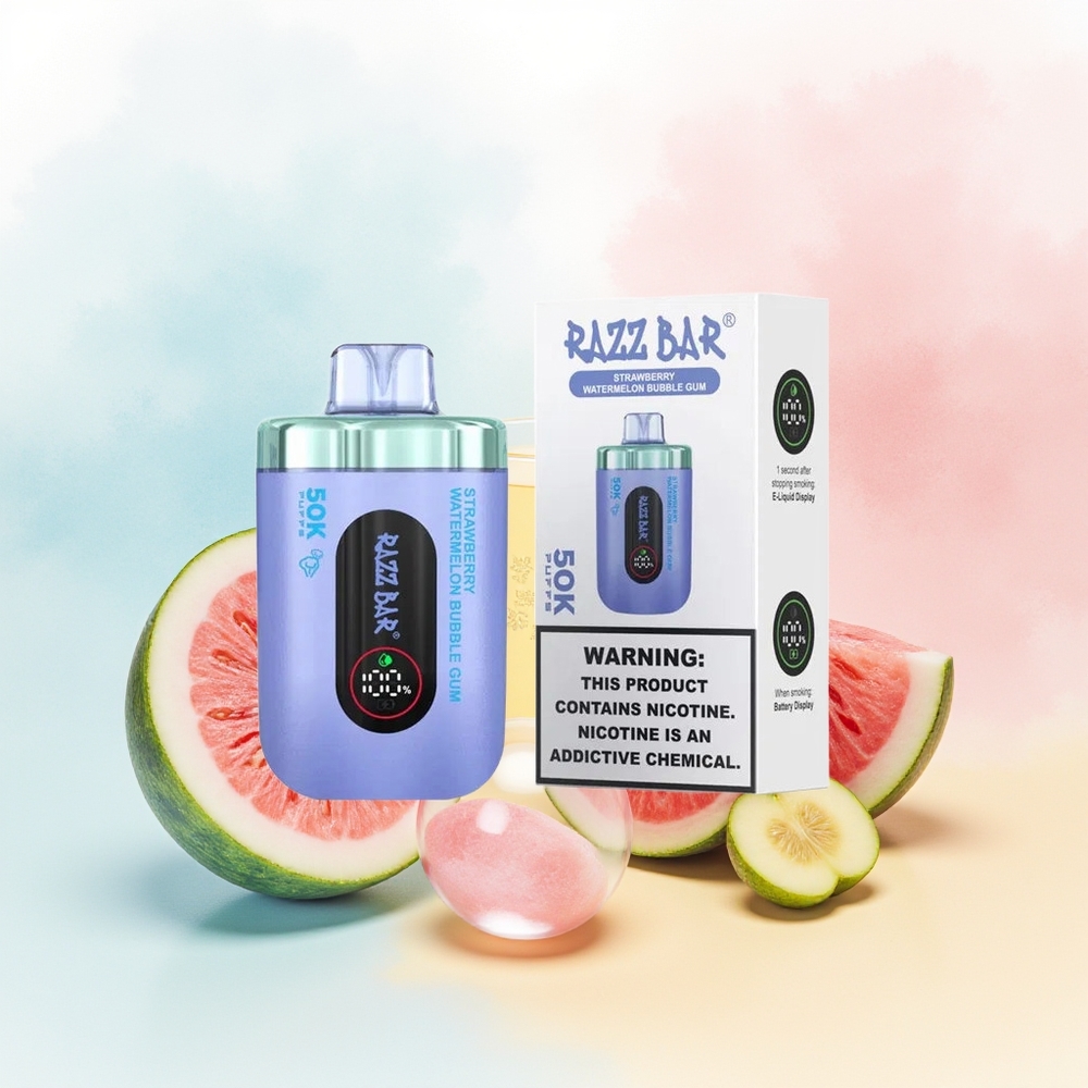 Razz Bar 50K Puffs 2% Nikotino Strawbraugas Arbūzas Burbulų Guma Wholesale Lithuania