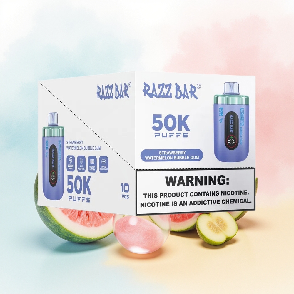 Razz Bar 50K Puffs 2% Nikotino Strawbraugas Arbūzas Burbulų Guma Wholesale Lithuania