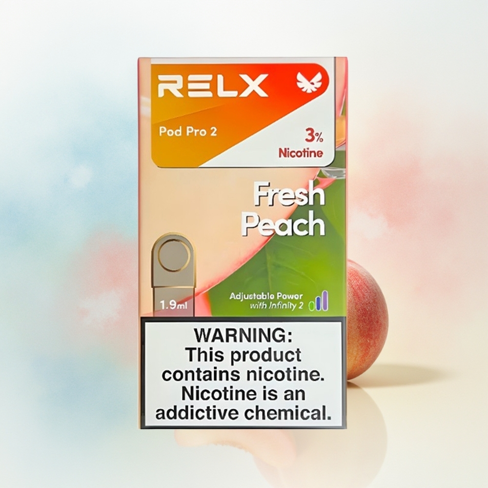 RELX Pod Pro 2 600 Puffų 3 Įtampos Režimai Šviežios Persikų 2 Podai/Pakuotė Lietuva Didmeninė Prekyba
