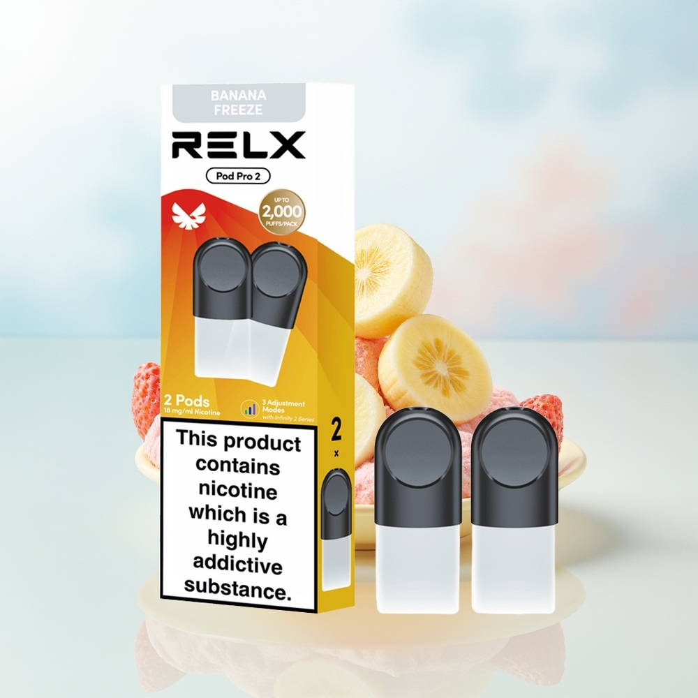 RELX Pod Pro 2 600 pūsų 3 įtampos režimai Desertas-Banana Šaltis Didmeninė prekyba Lietuva