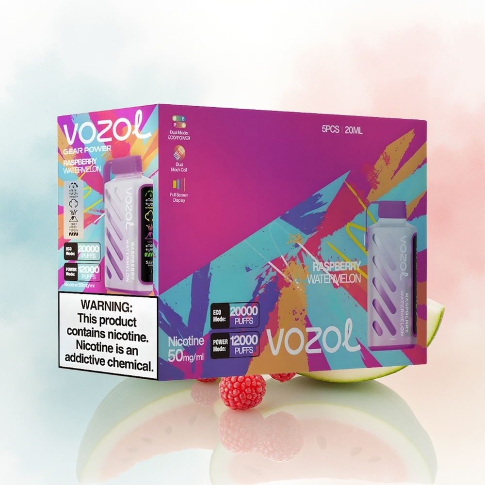 VOZOL Gear Power 20000 Puffs Dual Mesh Coil 20mL Avietė Arbūzas Didmeninė Prekė Lietuva