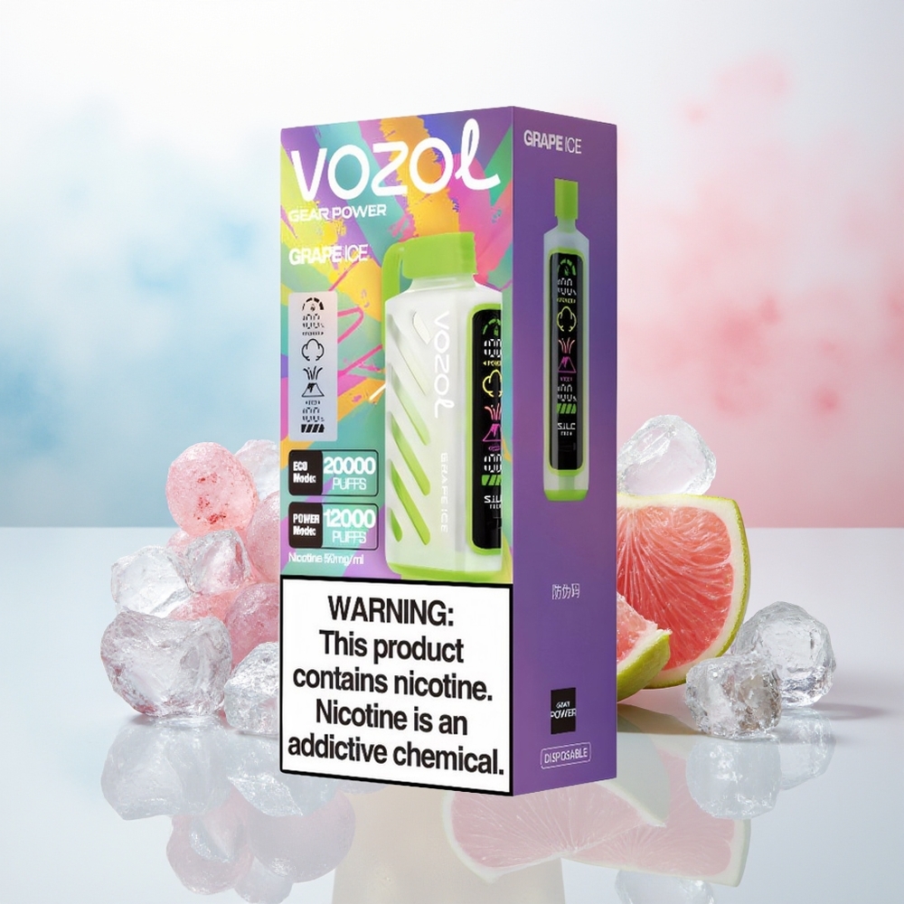 VOZOL Gear Power 20000 Puffs S.i.L.C. Tech Dual Mesh Coil Vynuogių Ledas Wholesale Lithuania