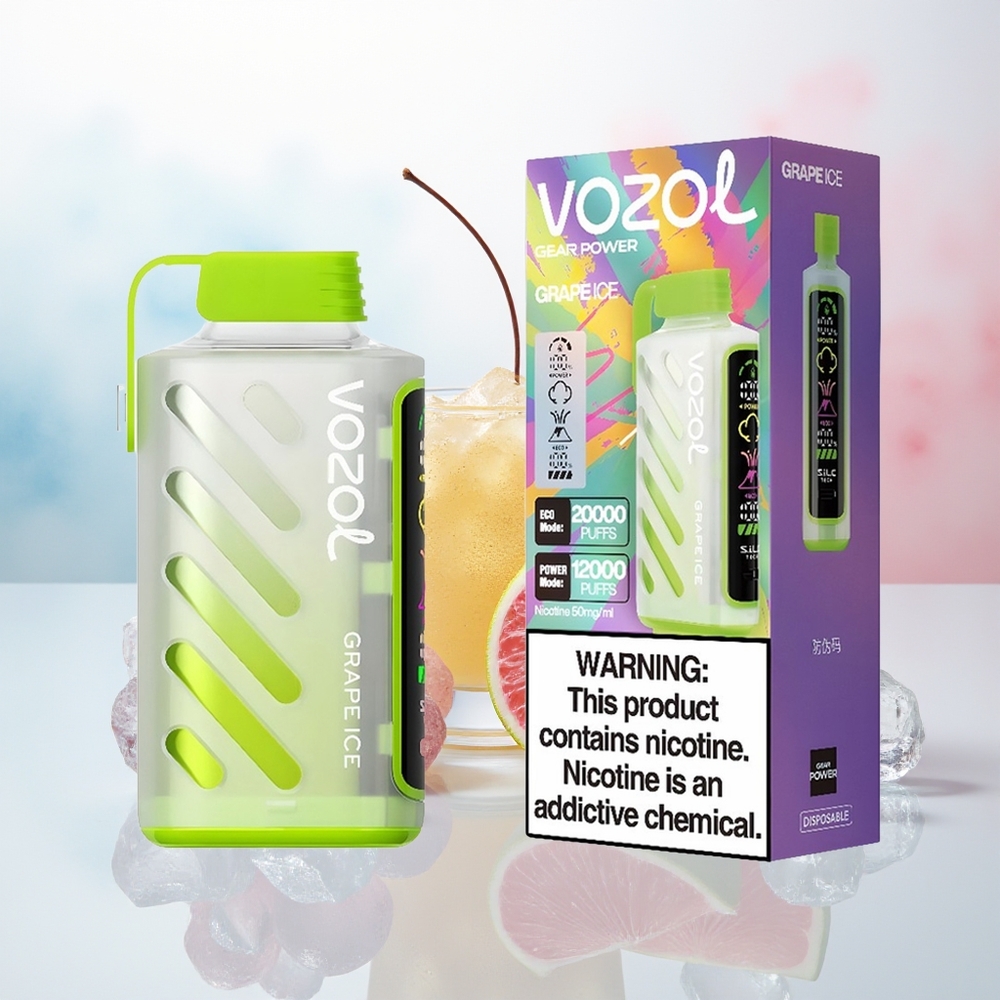 VOZOL Gear Power 20000 Puffs S.i.L.C. Tech Dual Mesh Coil Vynuogių Ledas Wholesale Lithuania