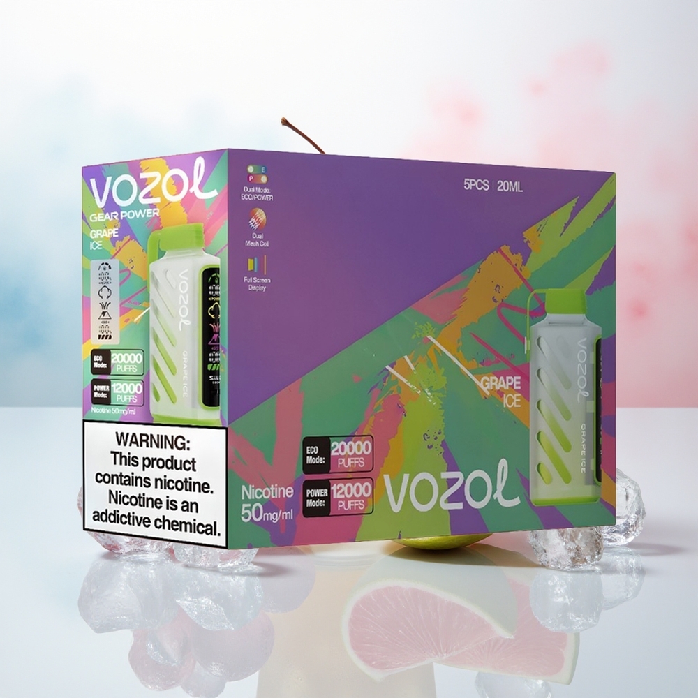 VOZOL Gear Power 20000 Puffs S.i.L.C. Tech Dual Mesh Coil Vynuogių Ledas Wholesale Lithuania