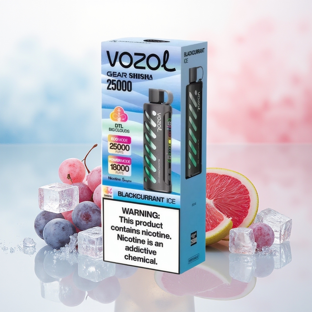 VOZOL Gear Shisha 25000 Pūsų Dual Mesh Blackcurrant Ice (Juodųjų Serbentų Ledas) Didmeninė Prekyba Lietuvoje