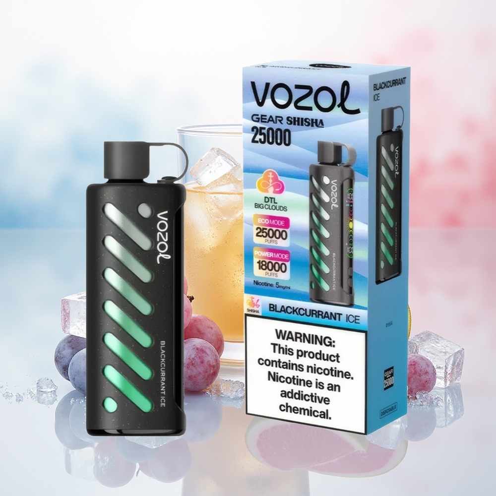 VOZOL Gear Shisha 25000 Pūsų Dual Mesh Blackcurrant Ice (Juodųjų Serbentų Ledas) Didmeninė Prekyba Lietuvoje