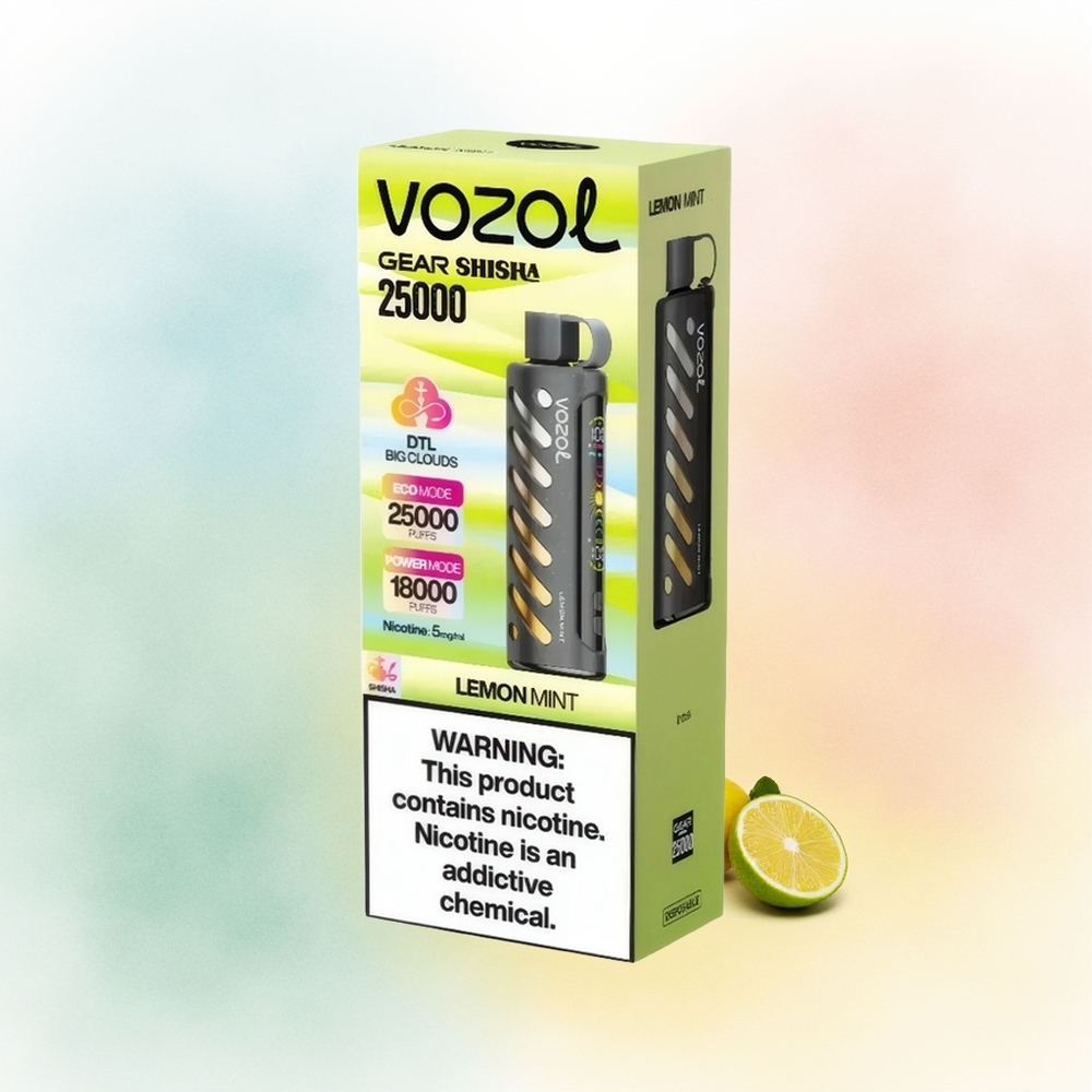 VOZOL Gear Shisha 25000 Puffs Dual Mesh Citrina Mėta Didmeninė Prekė Lietuva