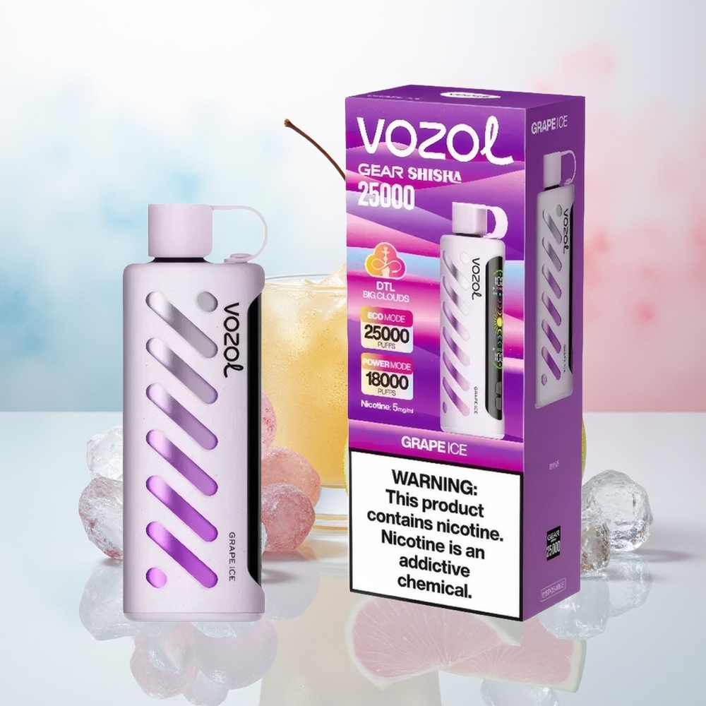 VOZOL Gear Shisha 25000 Puffs Dual Mesh S.i.L.C Tech Vynuogių Ledas Wholesale Lithuania
