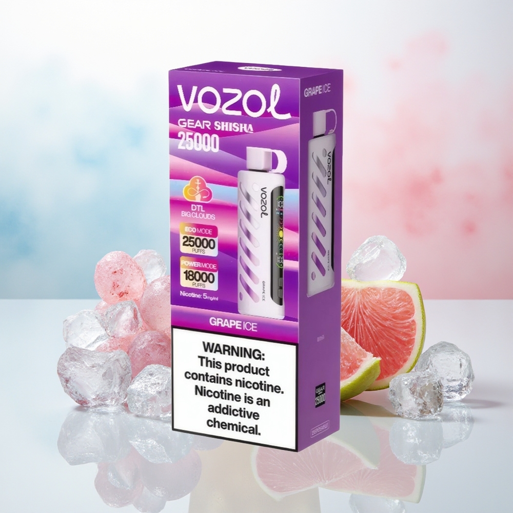 VOZOL Gear Shisha 25000 Puffs Dual Mesh S.i.L.C Tech Vynuogių Ledas Wholesale Lithuania