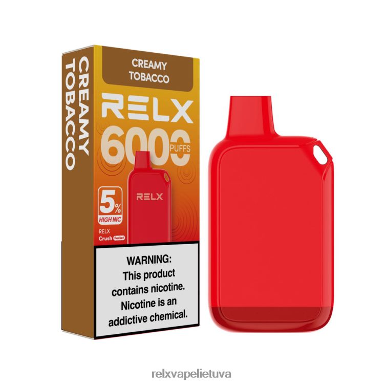Relx Vape Disposable 8J288028 RELX Crush Pocket 6000 5% didelis nic kreminis tabakas