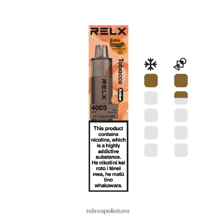 Relx Shop 8J28805 RELX MagicGo 4000 vienkartinių vape tabakas (gintaras)