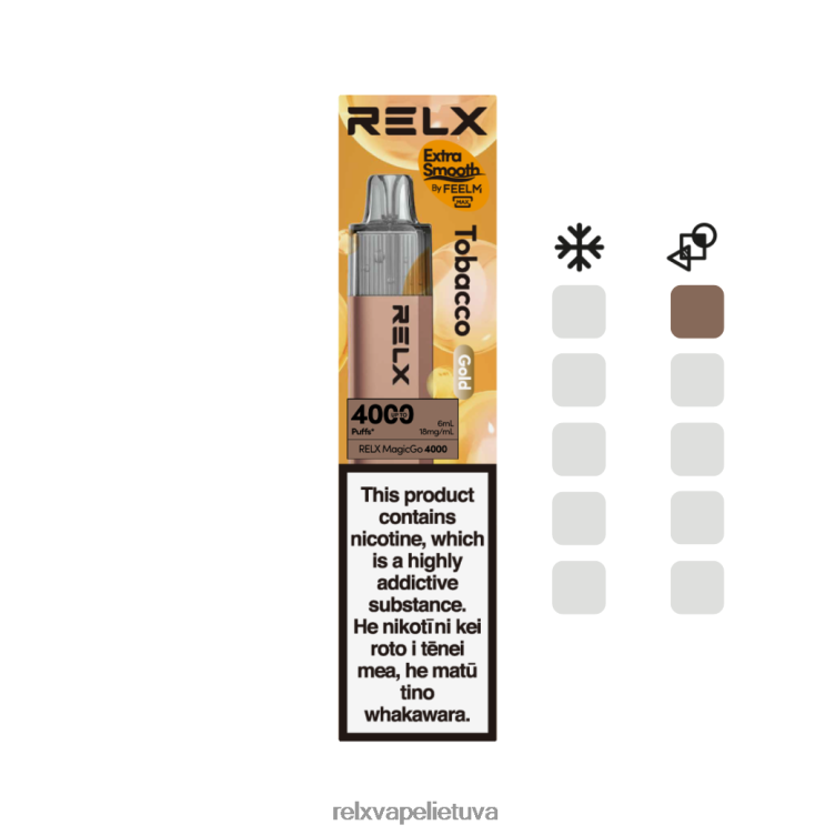 Relx Vape Lietuva 8J28802 RELX MagicGo 4000 vienkartinių vape tabakas (auksas)